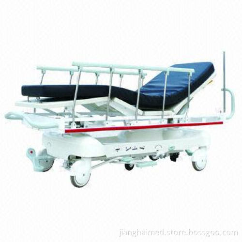 Transport stretcher trolley with hydraulic rise/fall system, CE and ISO 9001 certified